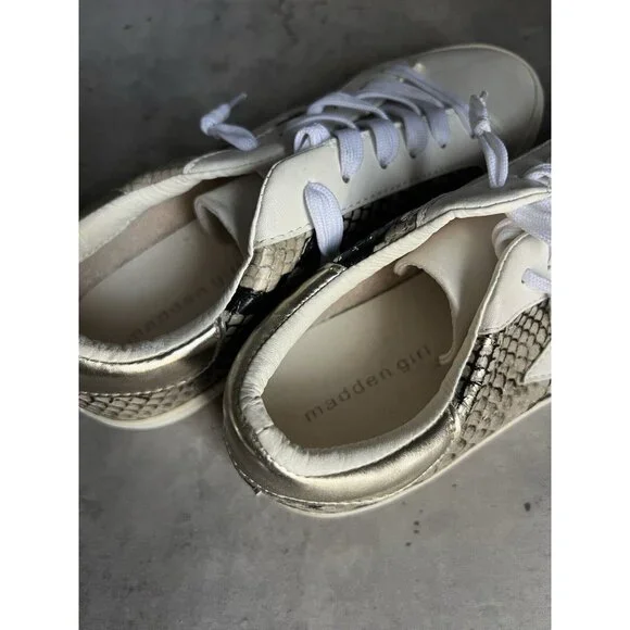 Steve Madden Madden Girls White Multi Snakeskin Star Sneakers Womens Size 7.5 - Picture 10 of 16